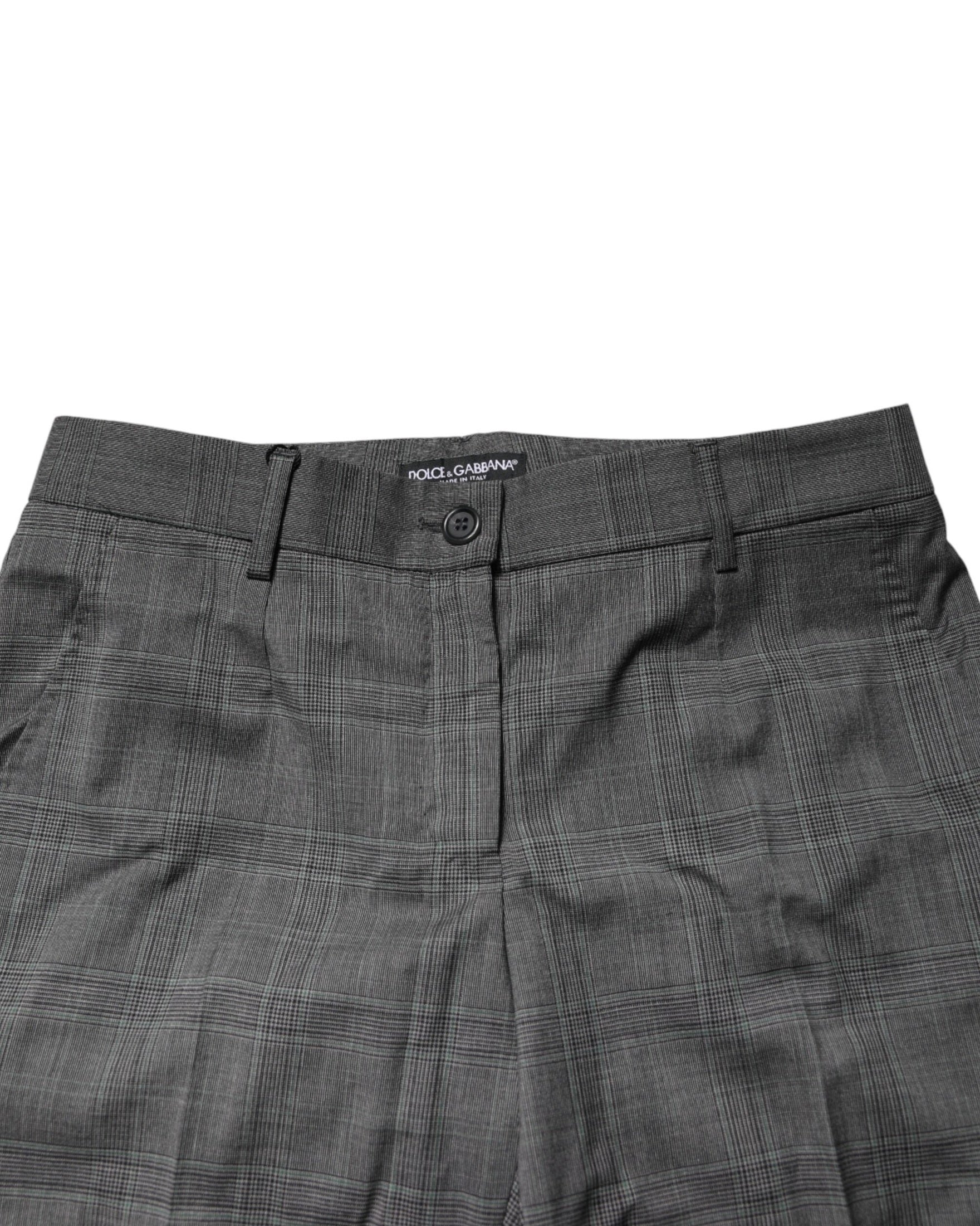 Dolce & Gabbana Gray Dark Check Tartan Virginwool Dress Pant Glam Steals