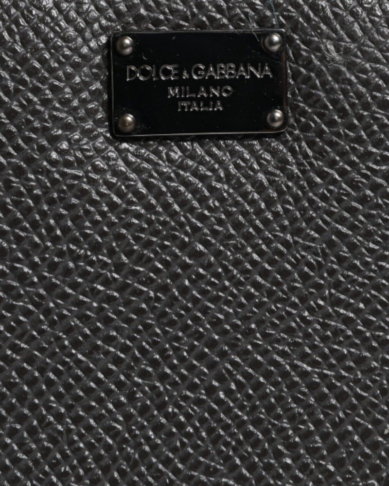 Dolce & Gabbana Dark Leather Dg Logo Zip Around Continental Gray Wallet Glam Steals