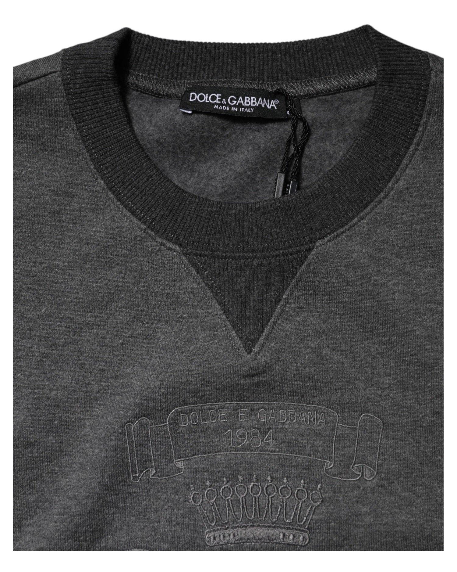 Dolce & Gabbana Gray Dg Logo Embroidered Pullover Sweater Sweaters
