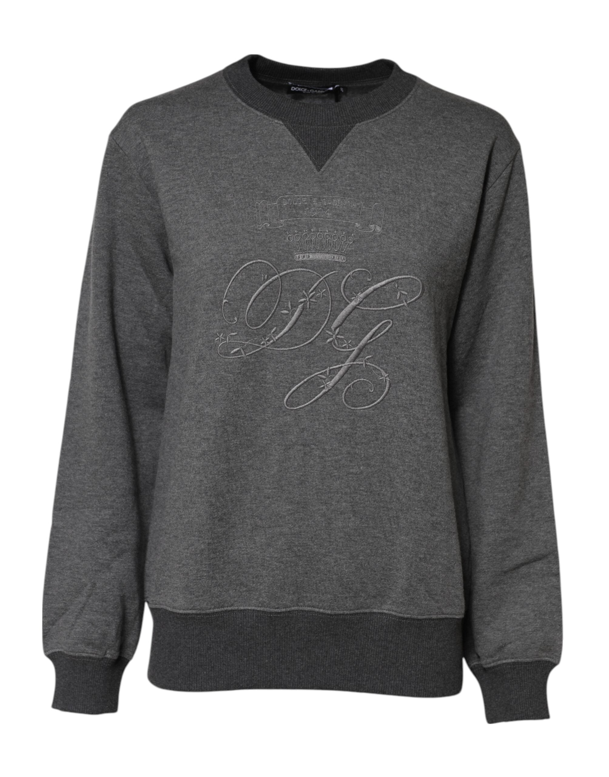 Dolce & Gabbana Gray Dg Logo Embroidered Pullover Sweater Glam Steals