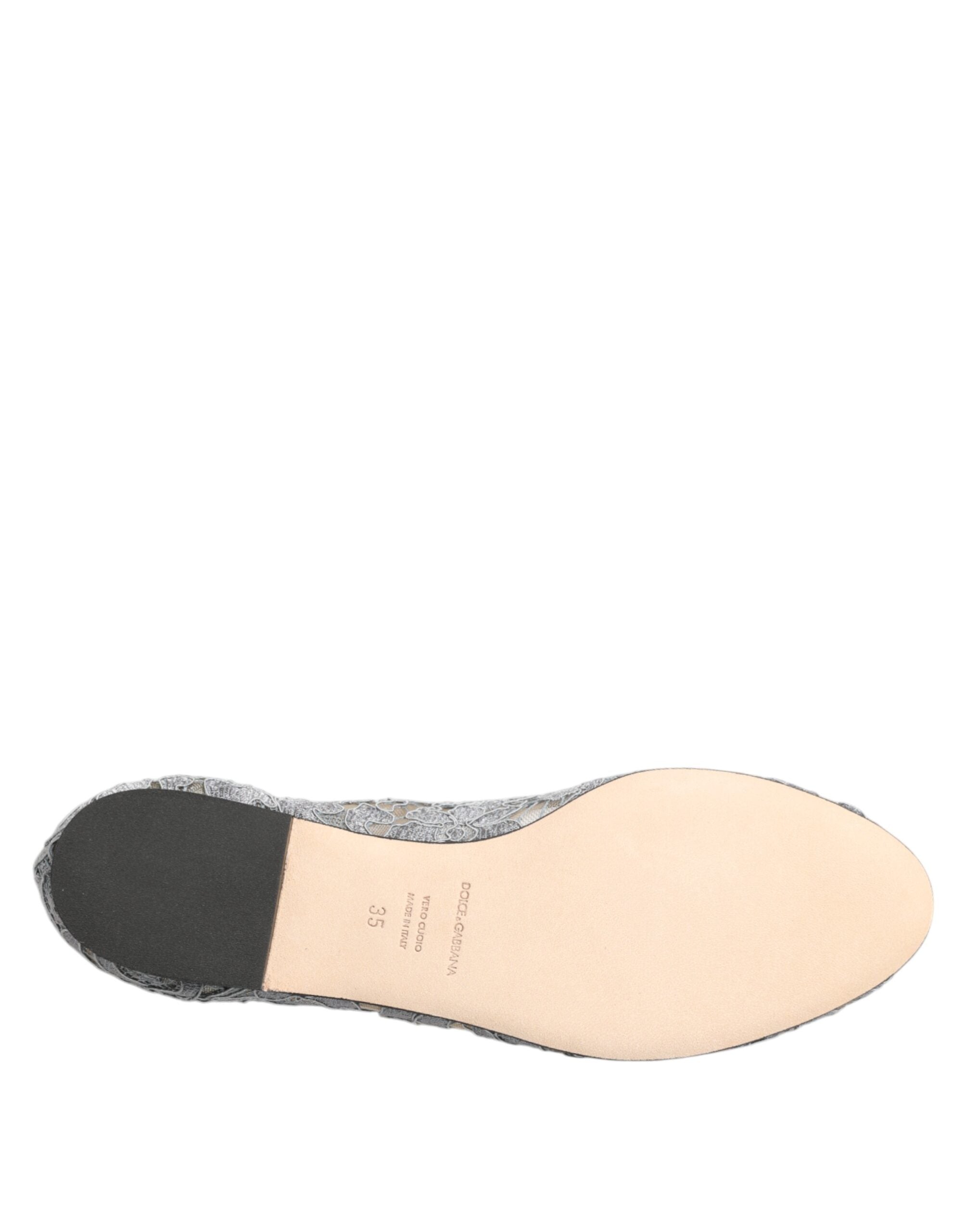 Dolce & Gabbana Gray Lace Taormina Crystals Flats Shoes Glam Steals
