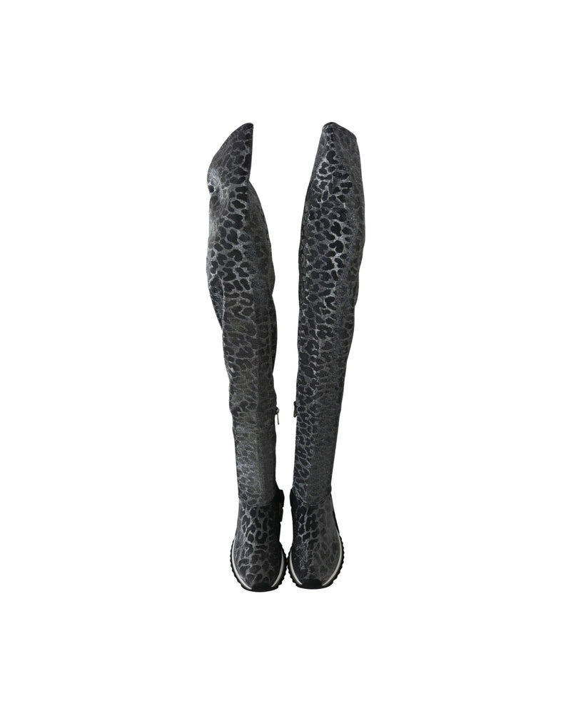 Dolce & Gabbana Gray Leopard High Top Sneakers Booties Shoes Glam Steals