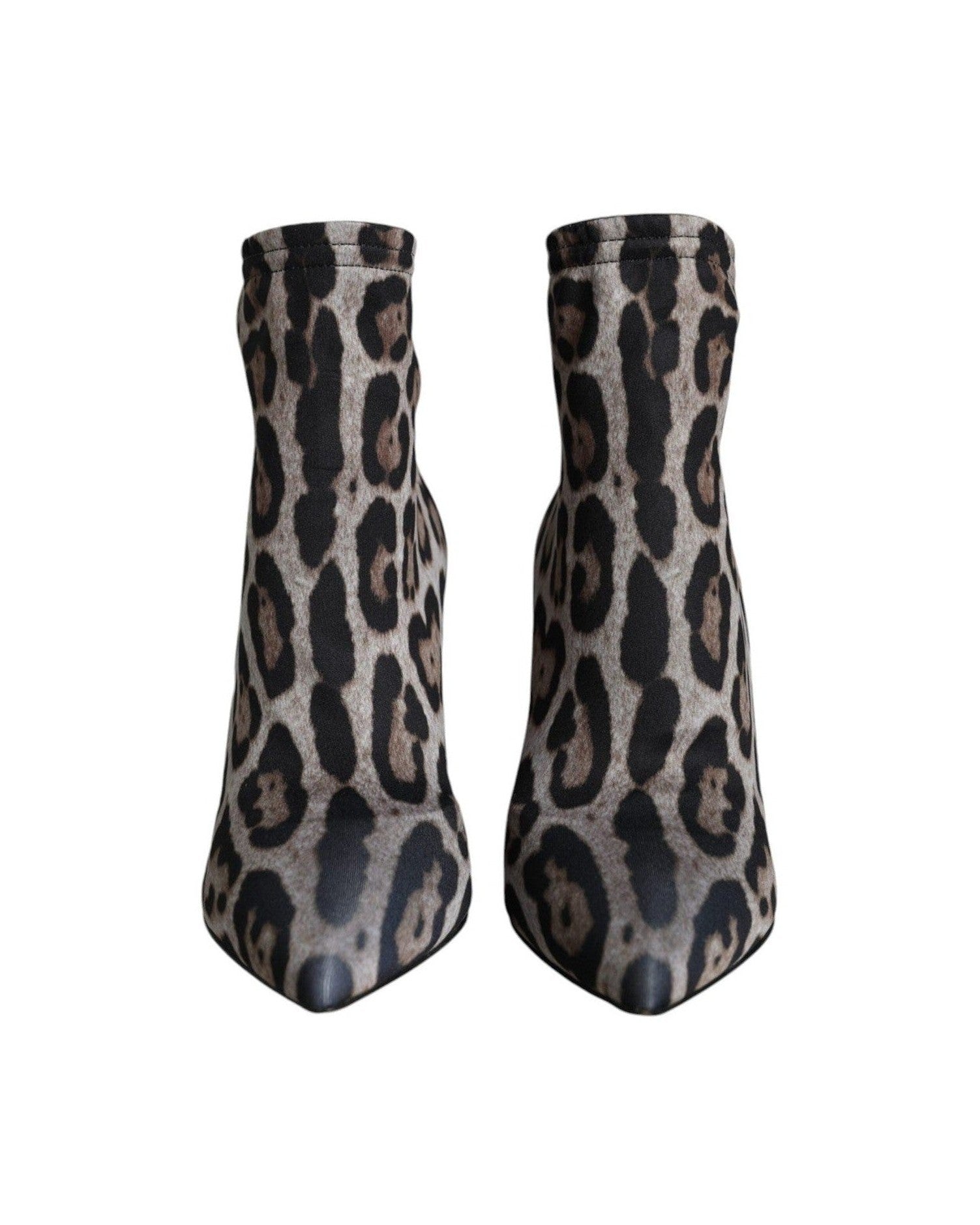 Dolce & Gabbana Gray Leopard Stretch Heels Ankle Boots Shoes Glam Steals