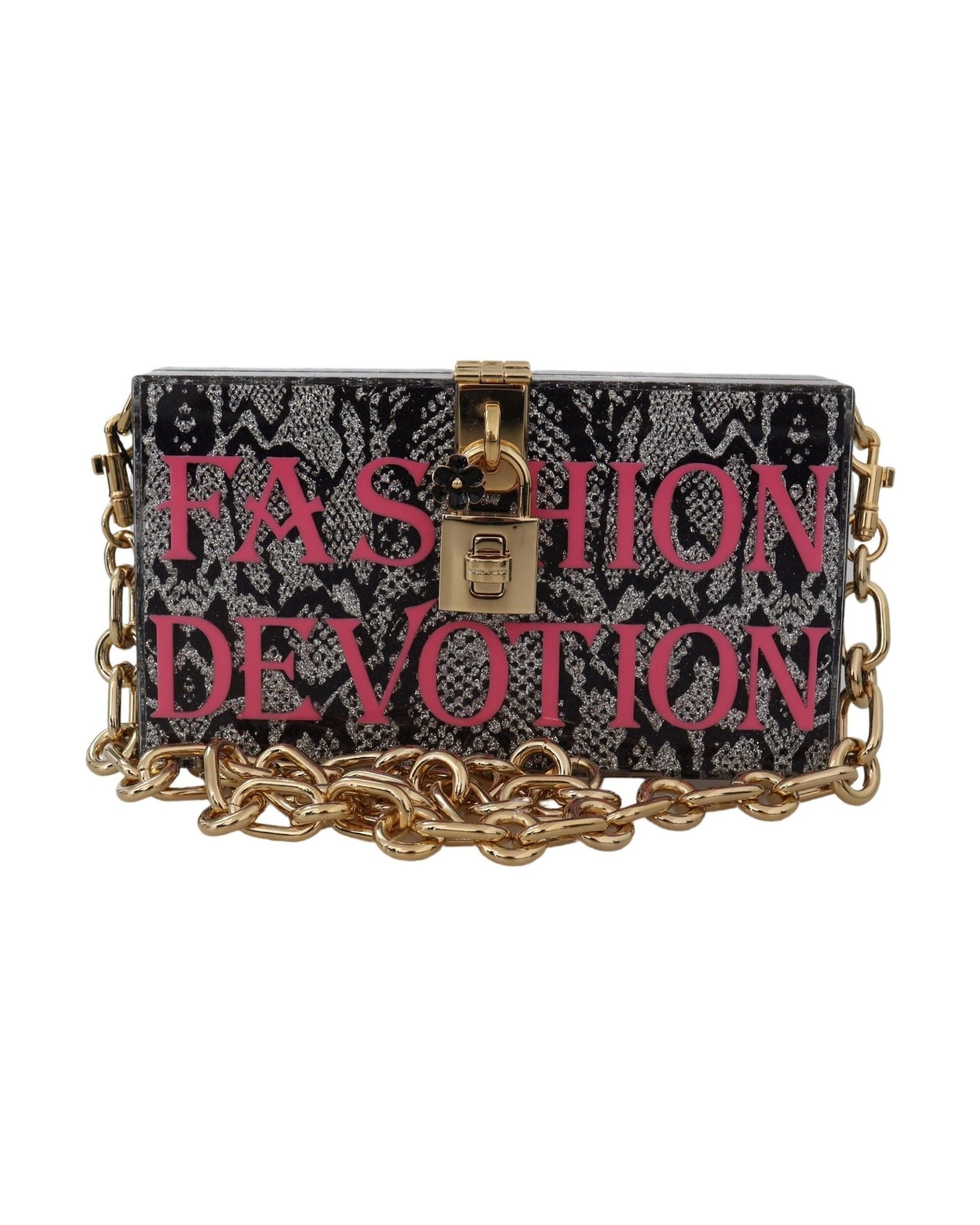 Dolce & Gabbana Gray Resin Box Clutch With Gold Details Glam Steals