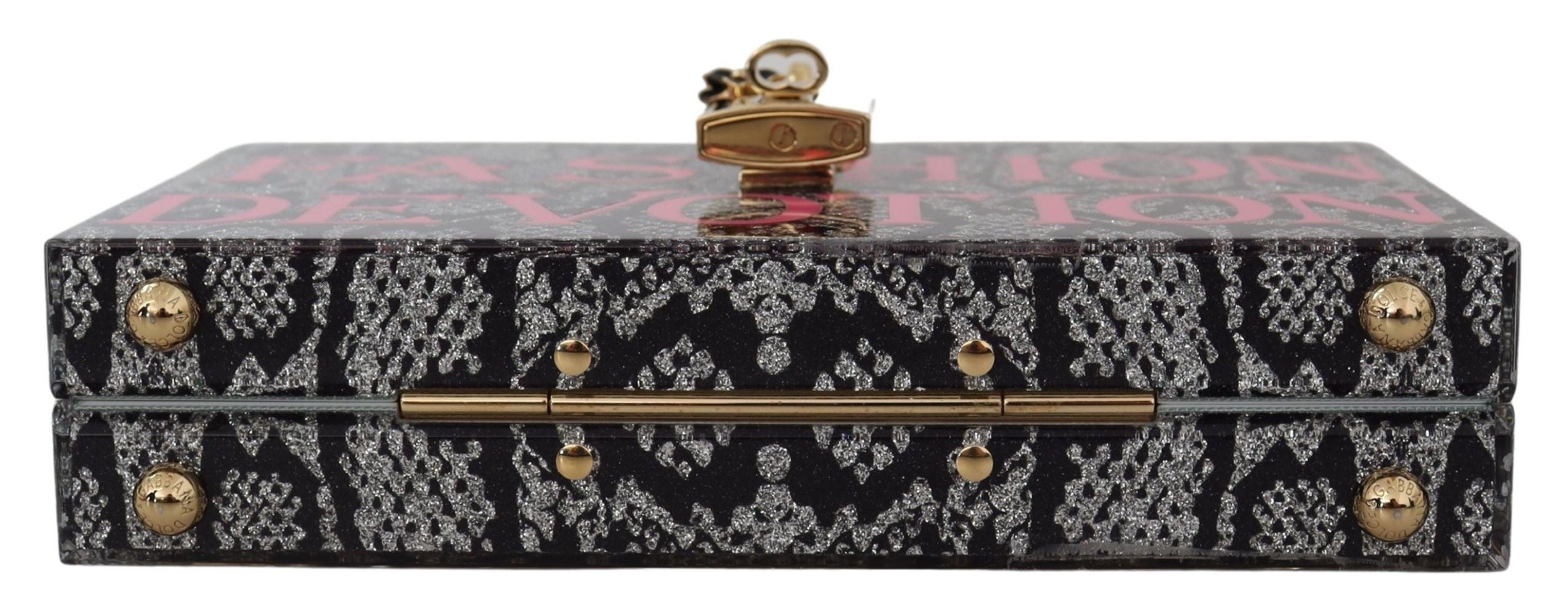 Dolce & Gabbana Gray Resin Box Clutch With Gold Details Glam Steals