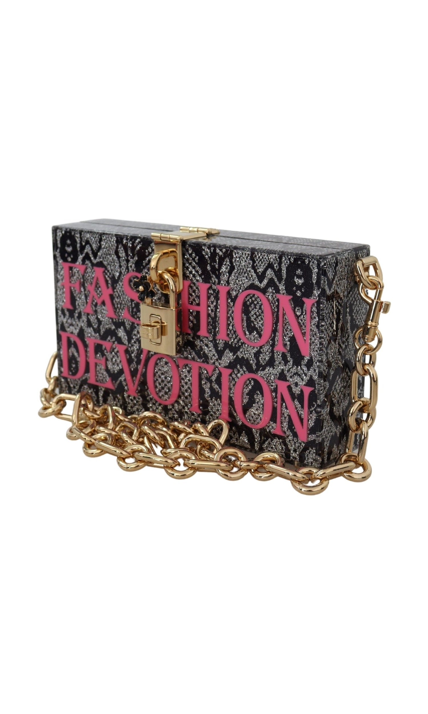 Dolce & Gabbana Gray Resin Box Clutch With Gold Details Glam Steals