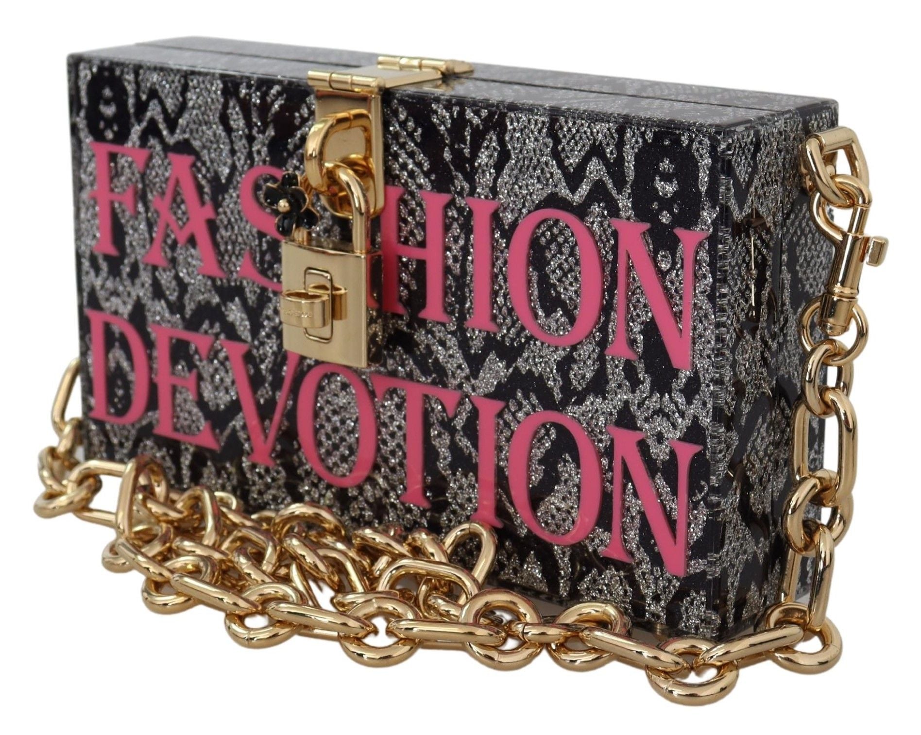 Dolce & Gabbana Gray Resin Box Clutch With Gold Details Glam Steals