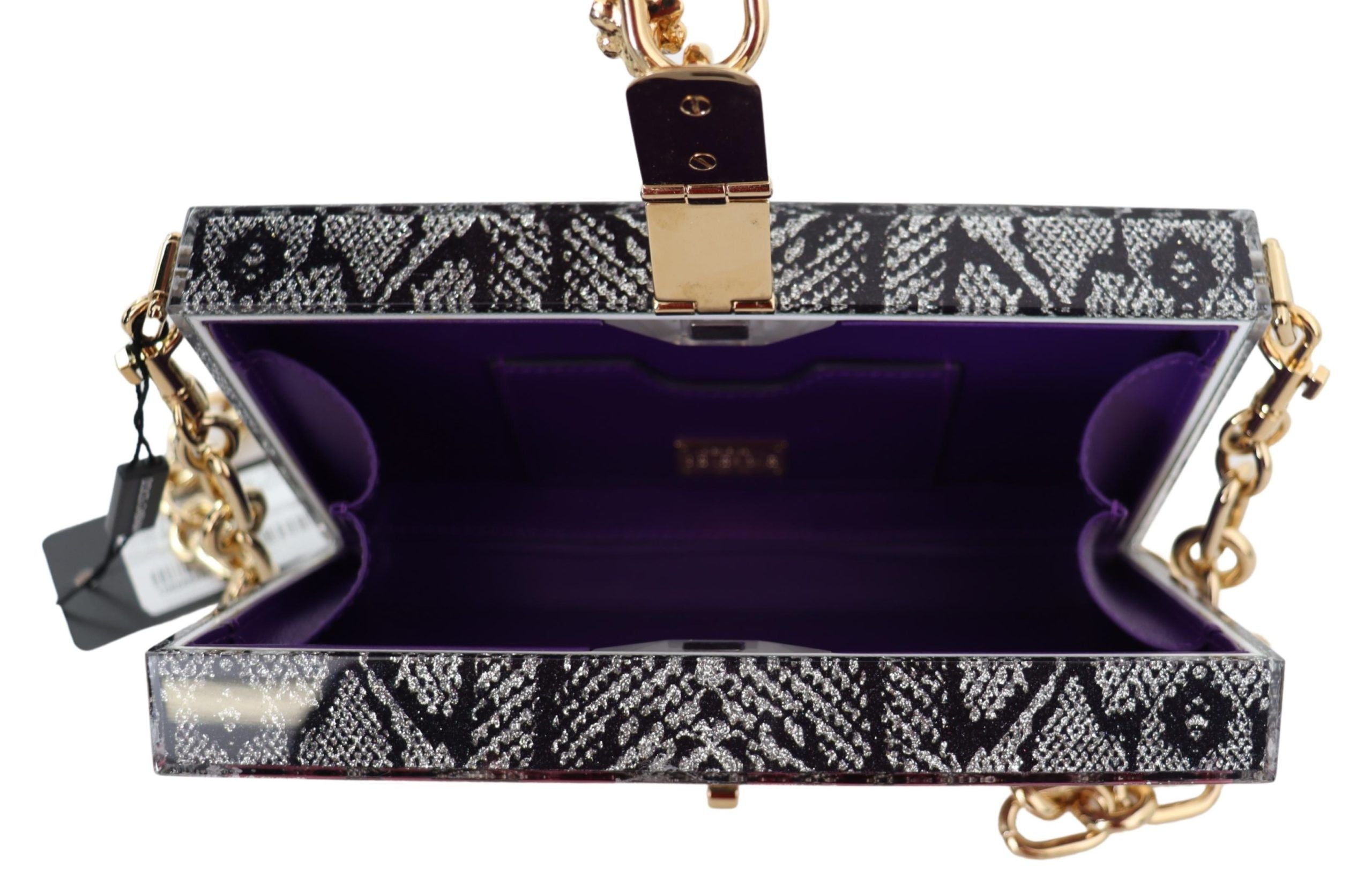 Dolce & Gabbana Gray Resin Box Clutch With Gold Details Glam Steals