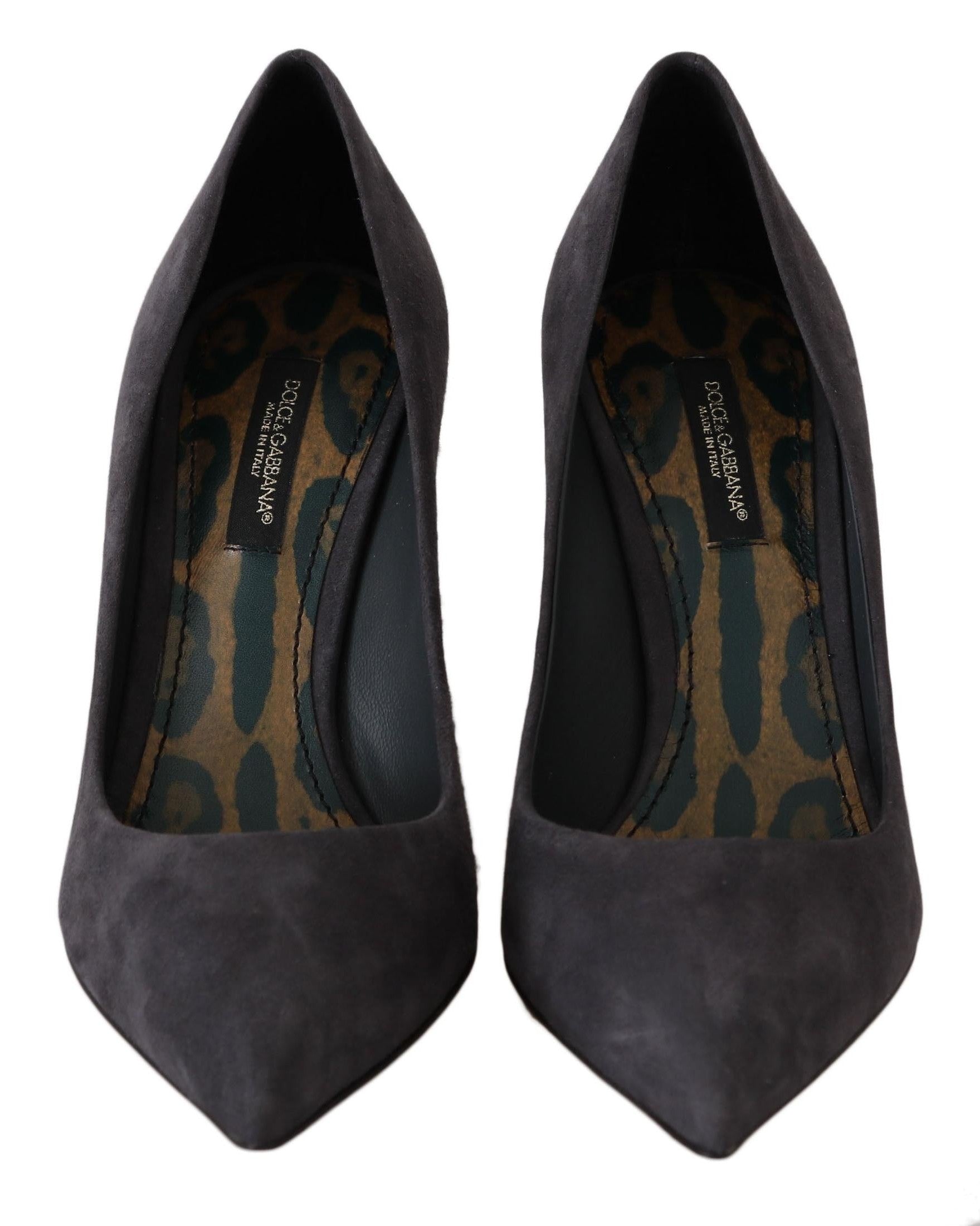 Dolce & Gabbana Gray Suede Leather Stiletto Shoes Heels Heels
