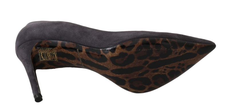 Dolce & Gabbana Gray Suede Leather Stiletto Shoes Heels Glam Steals