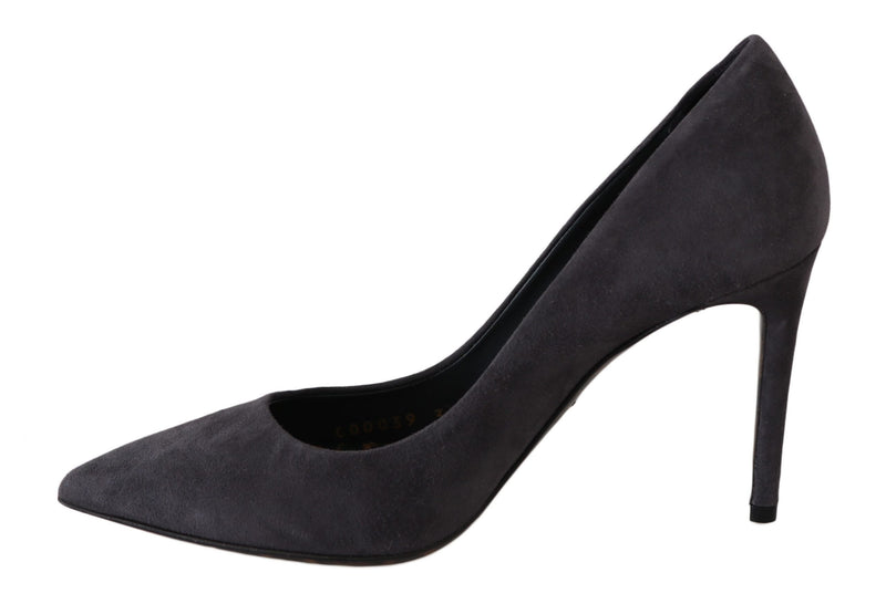 Dolce & Gabbana Gray Suede Leather Stiletto Shoes Heels Glam Steals
