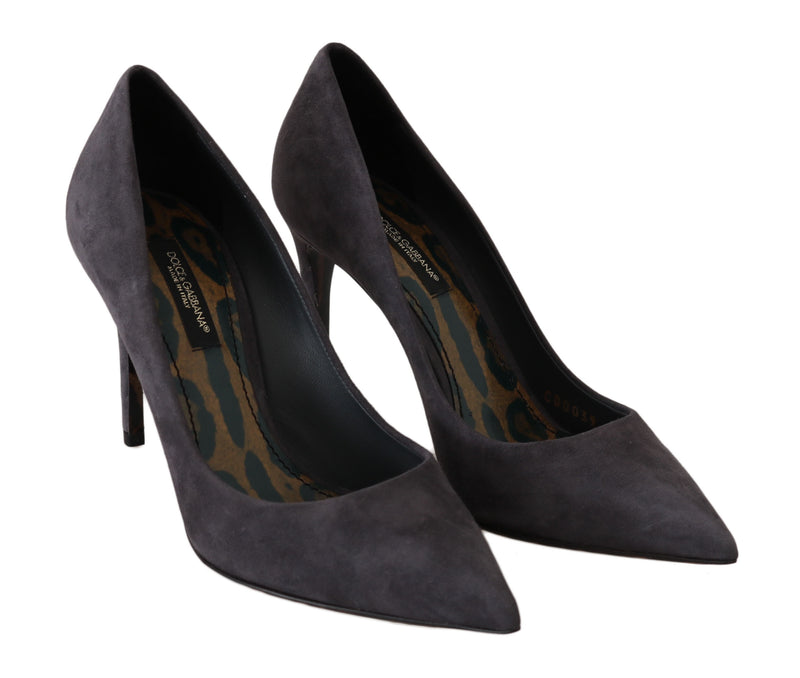 Dolce & Gabbana Gray Suede Leather Stiletto Shoes Heels Glam Steals