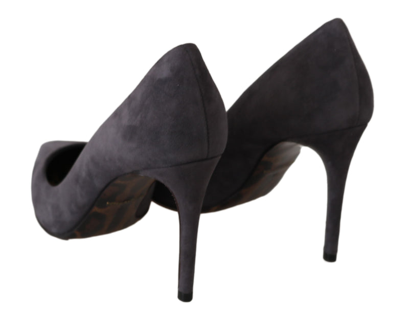 Dolce & Gabbana Gray Suede Leather Stiletto Shoes Heels Glam Steals