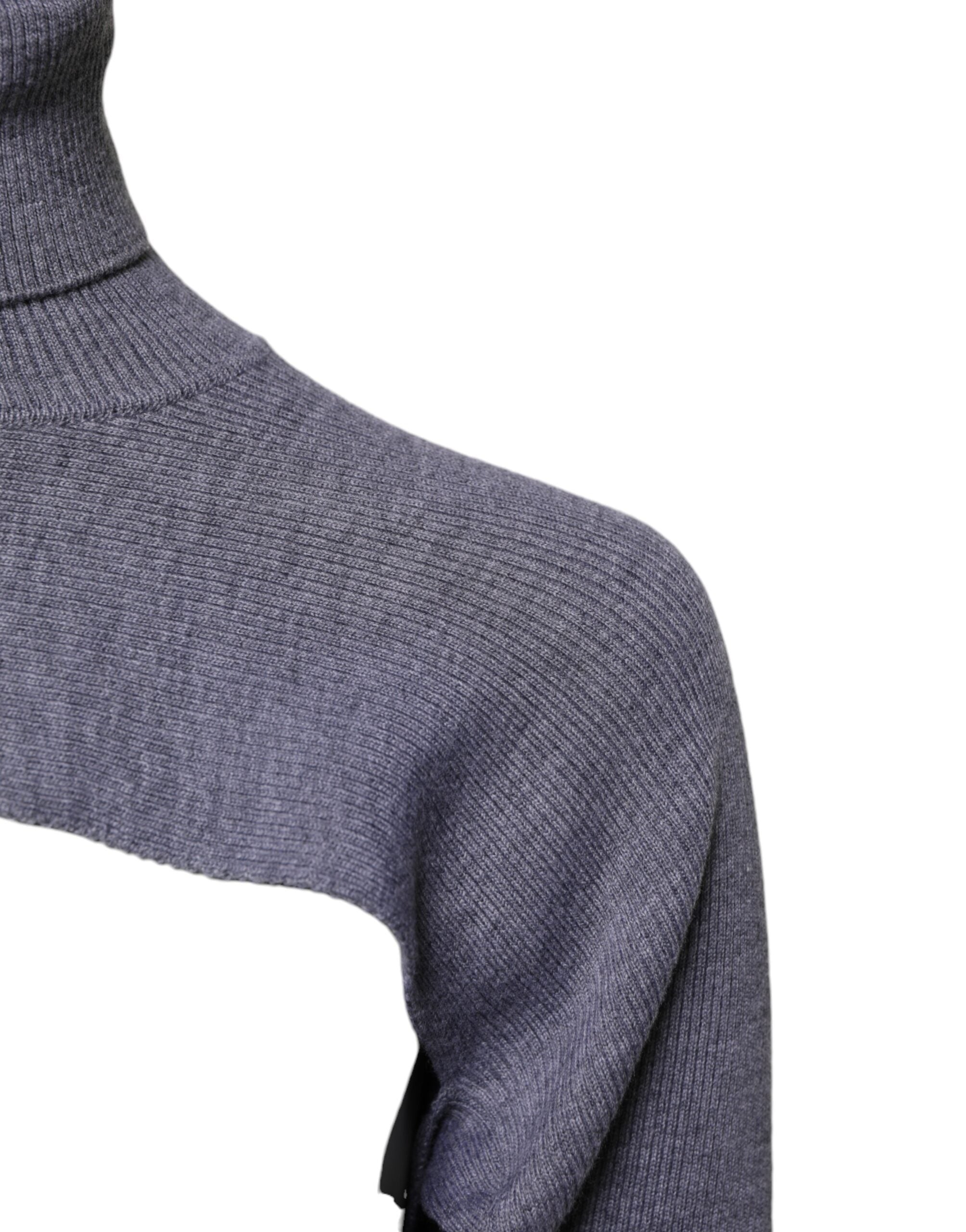 Dolce & Gabbana Gray Wool Knit Turtleneck Cropped Top Sweater Glam Steals