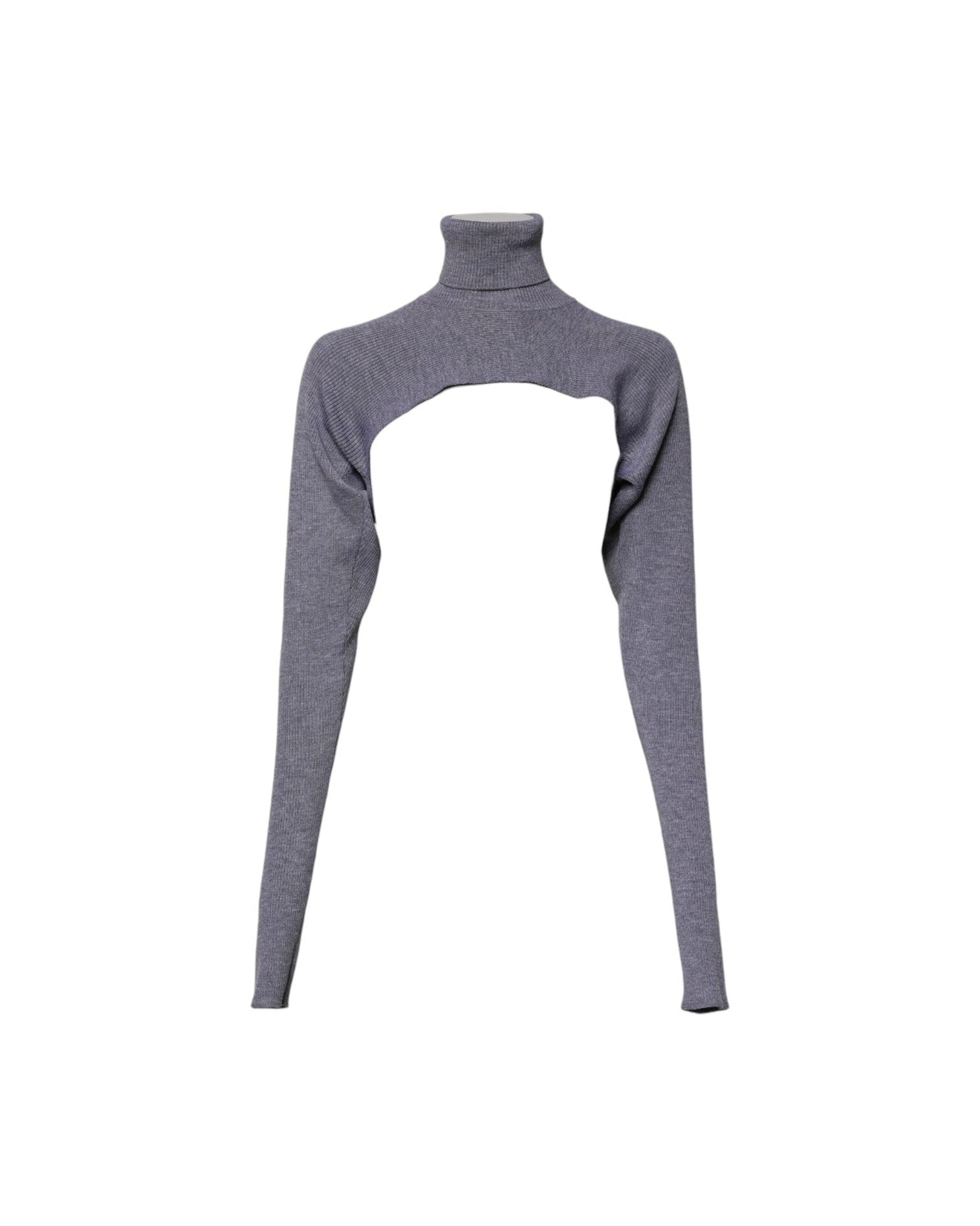 Dolce & Gabbana Gray Wool Knit Turtleneck Cropped Top Sweater Glam Steals