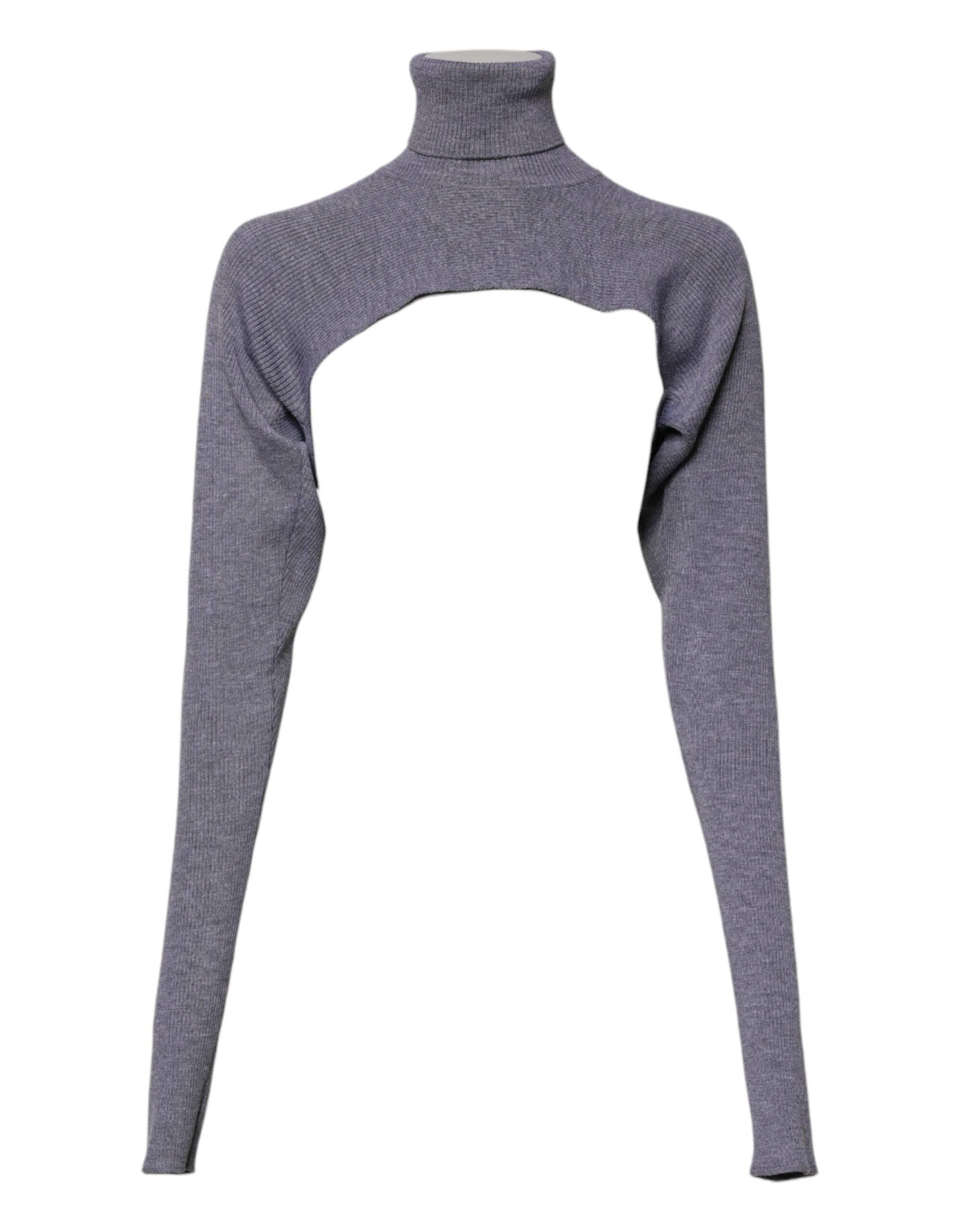 Dolce & Gabbana Gray Wool Knit Turtleneck Cropped Top Sweater Glam Steals