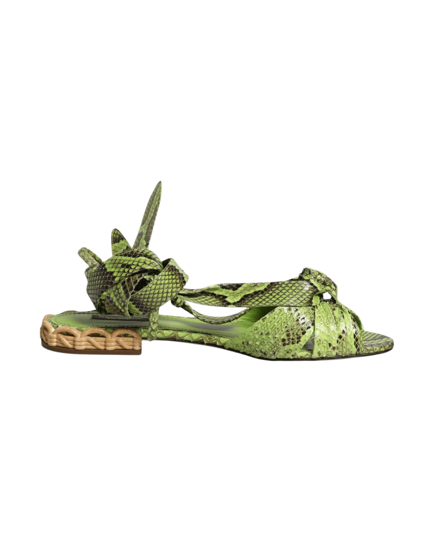 Dolce & Gabbana Green Animal Print Ankle Wrap Sandals Shoes Glam Steals