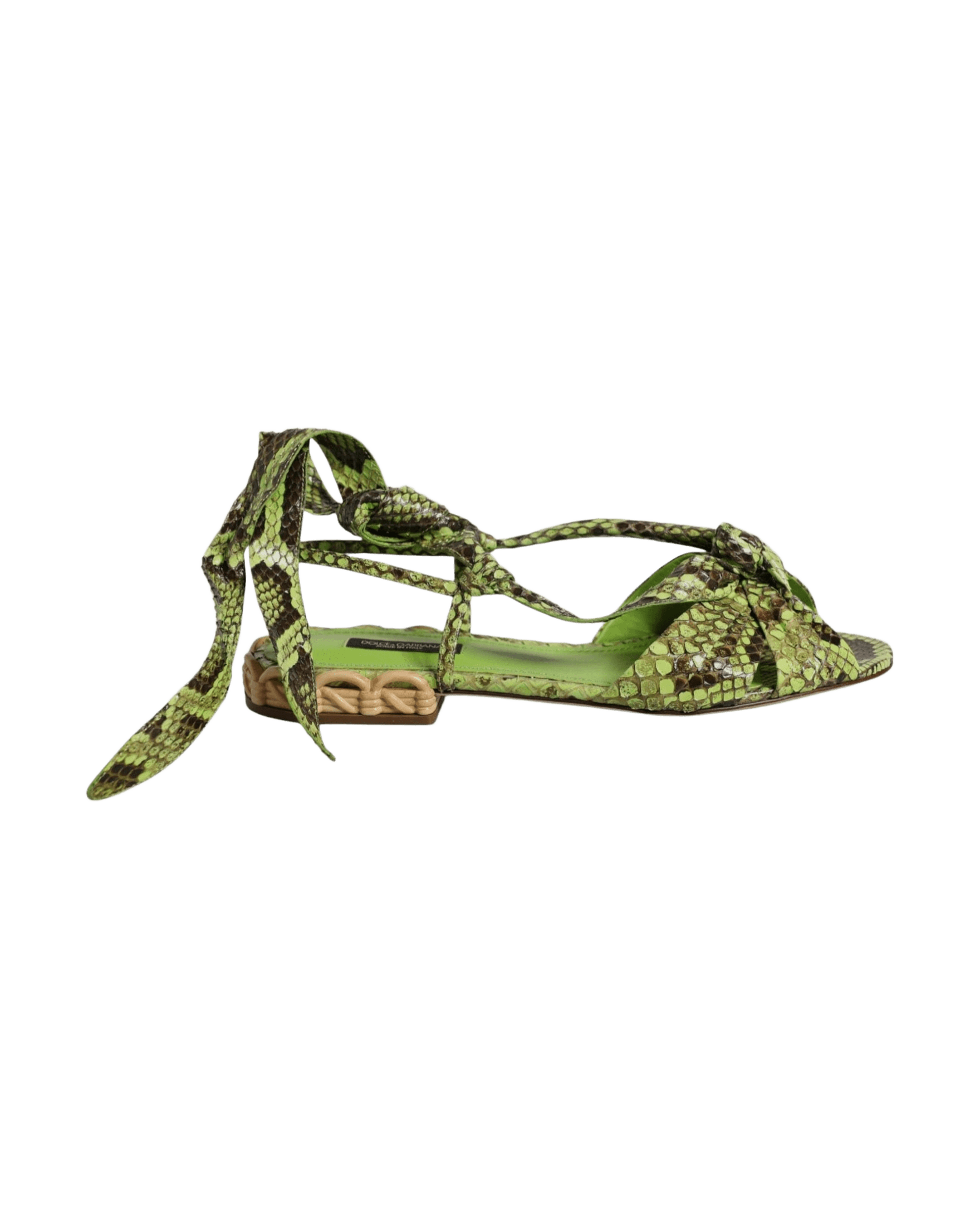 Dolce & Gabbana Green Animal Print Ankle Wrap Sandals Shoes Glam Steals