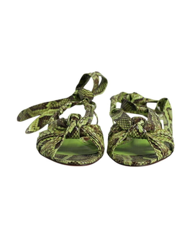 Dolce & Gabbana Green Animal Print Ankle Wrap Sandals Shoes Glam Steals