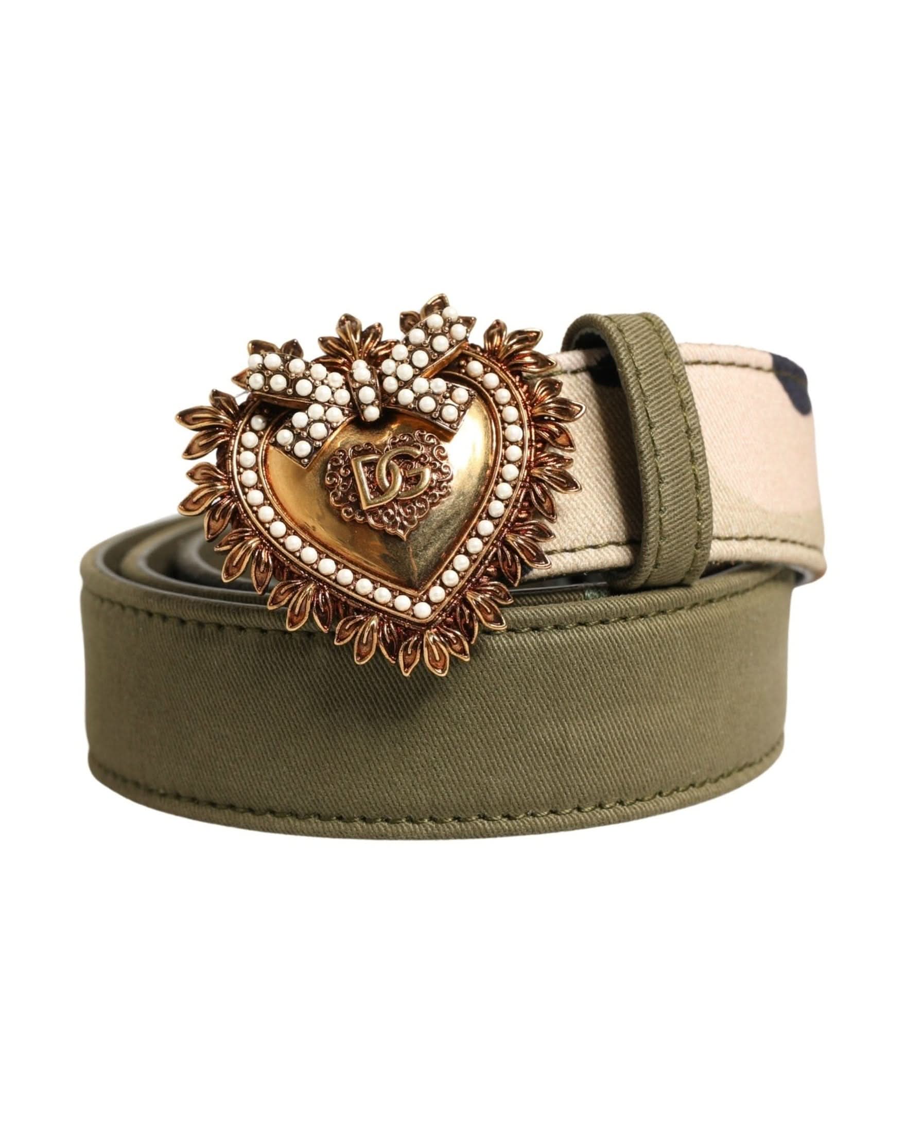 Dolce & Gabbana Green Camouflage Devotion Metal Buckle Belt 