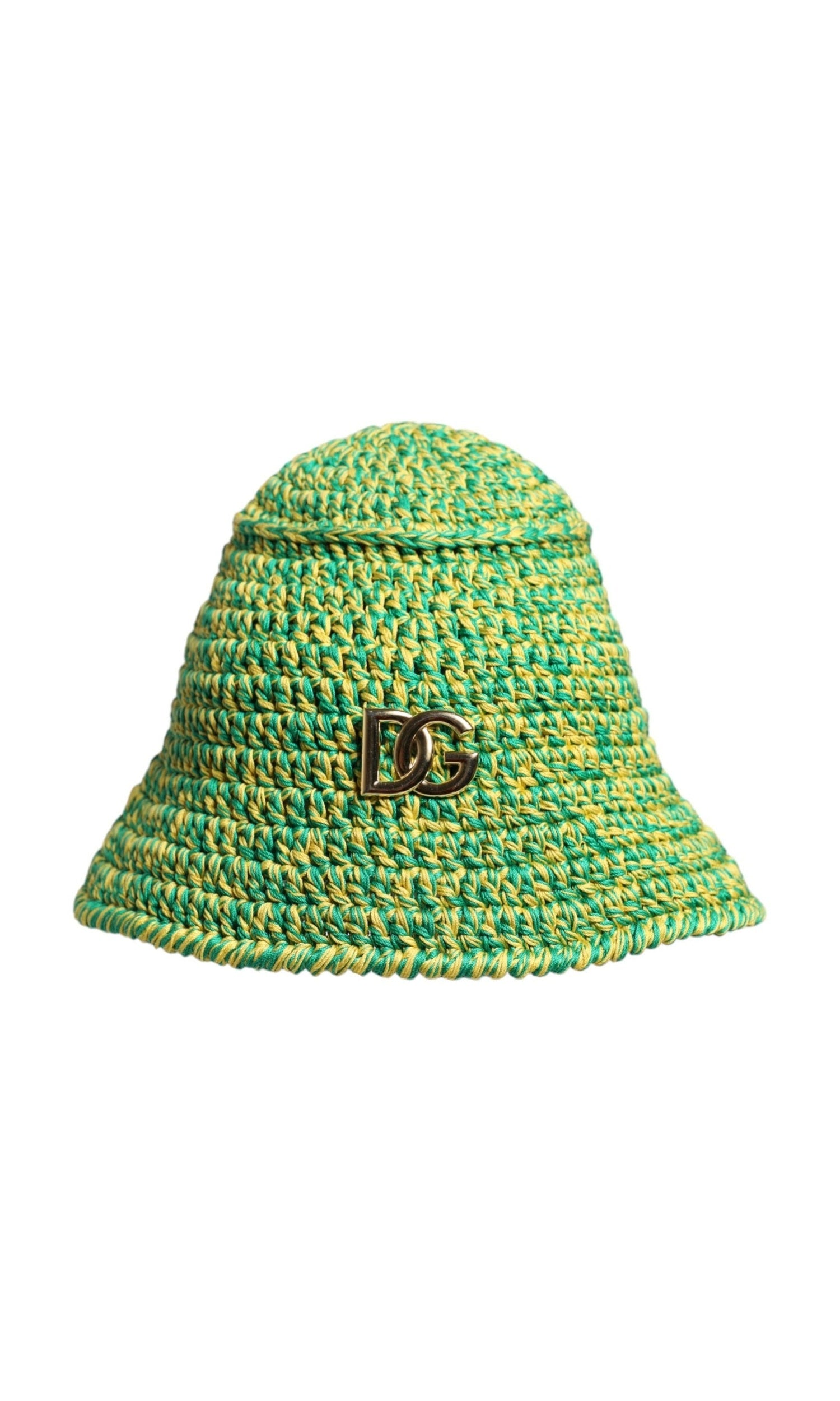 Dolce & Gabbana Green Cotton Crochet Dg Logo Bucket Hat Glam Steals