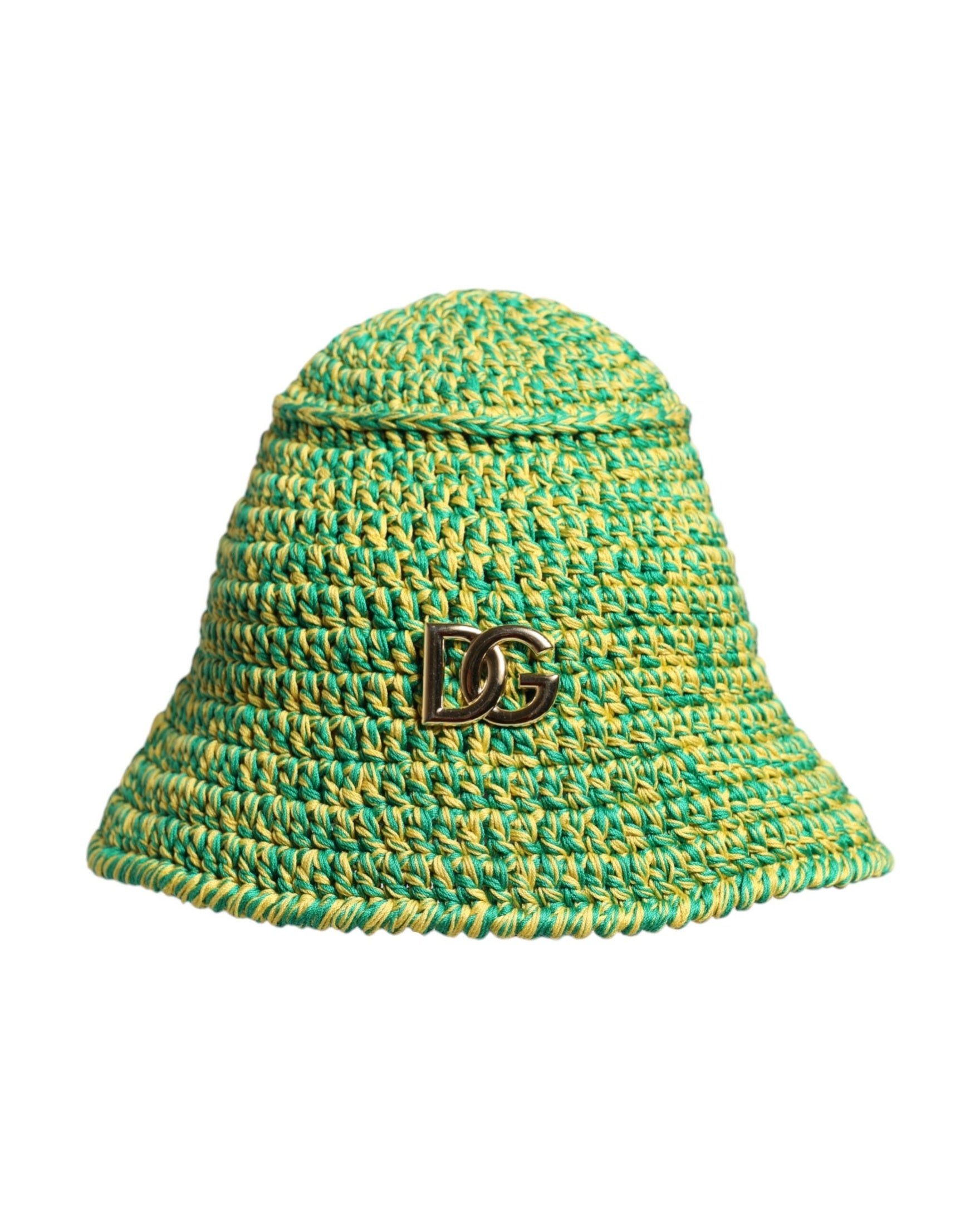 Dolce & Gabbana Green Cotton Crochet Dg Logo Bucket Hat Glam Steals