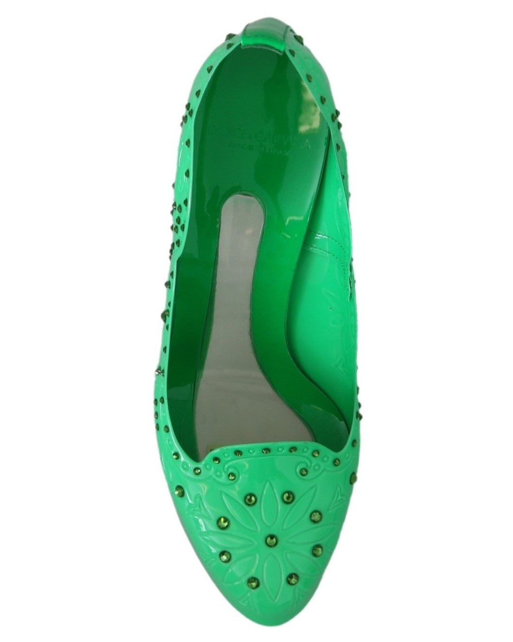 Dolce & Gabbana Green Crystal Floral Cinderella Heels Heels