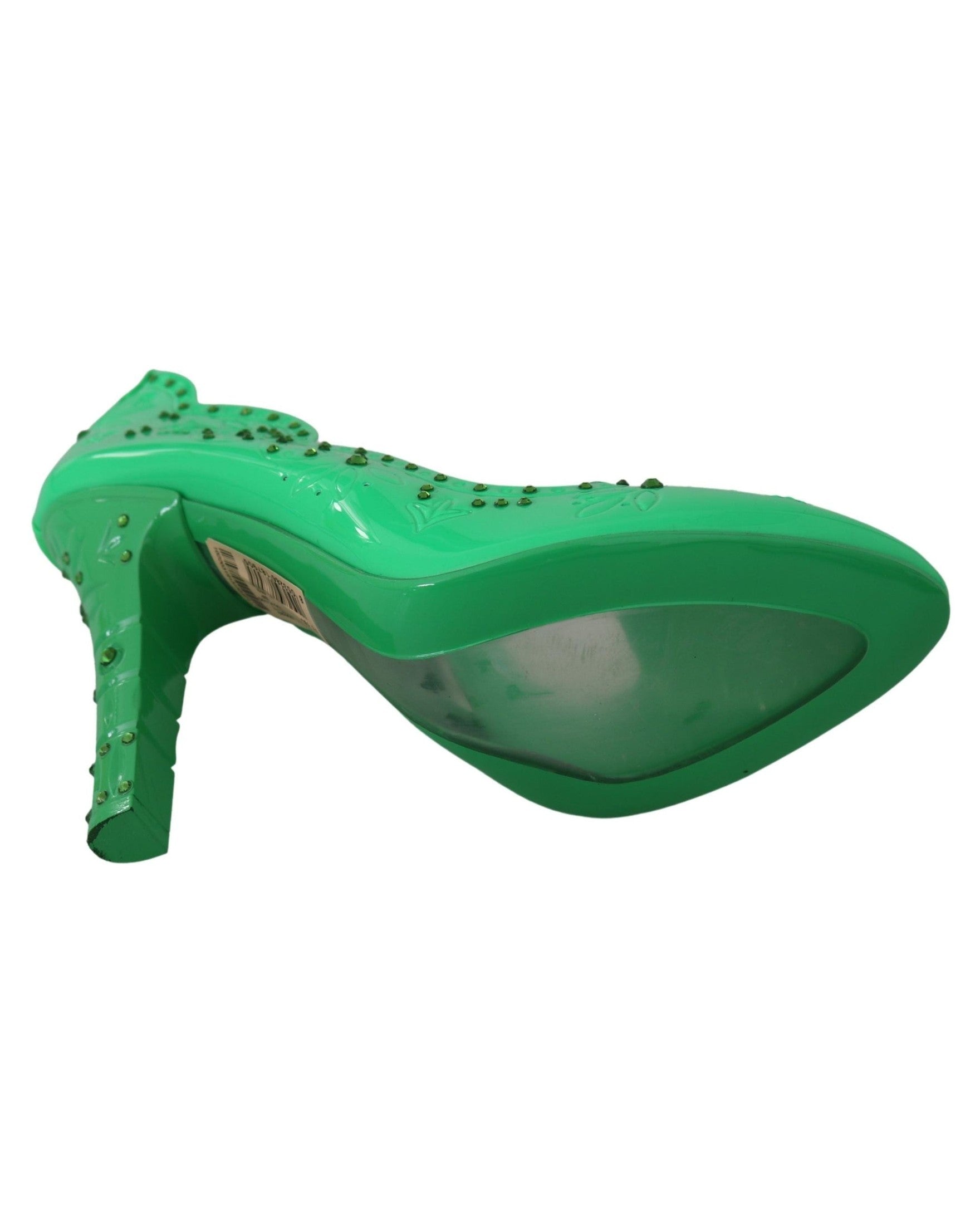 Dolce & Gabbana Green Crystal Floral Cinderella Heels Heels