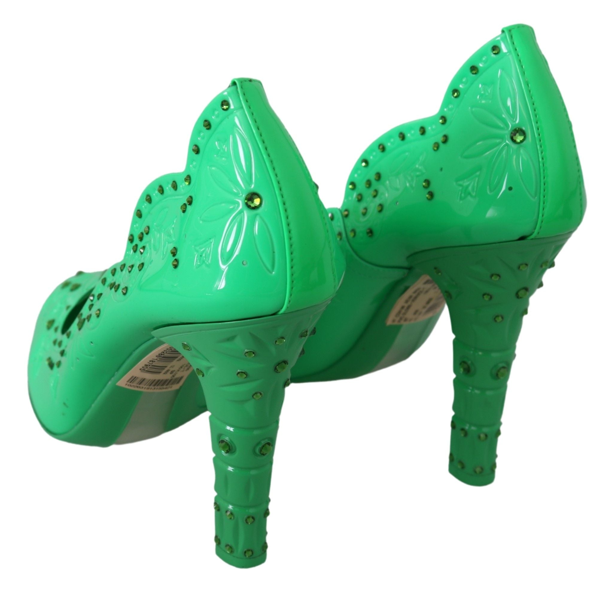 Dolce & Gabbana Green Crystal Floral Cinderella Heels Glam Steals