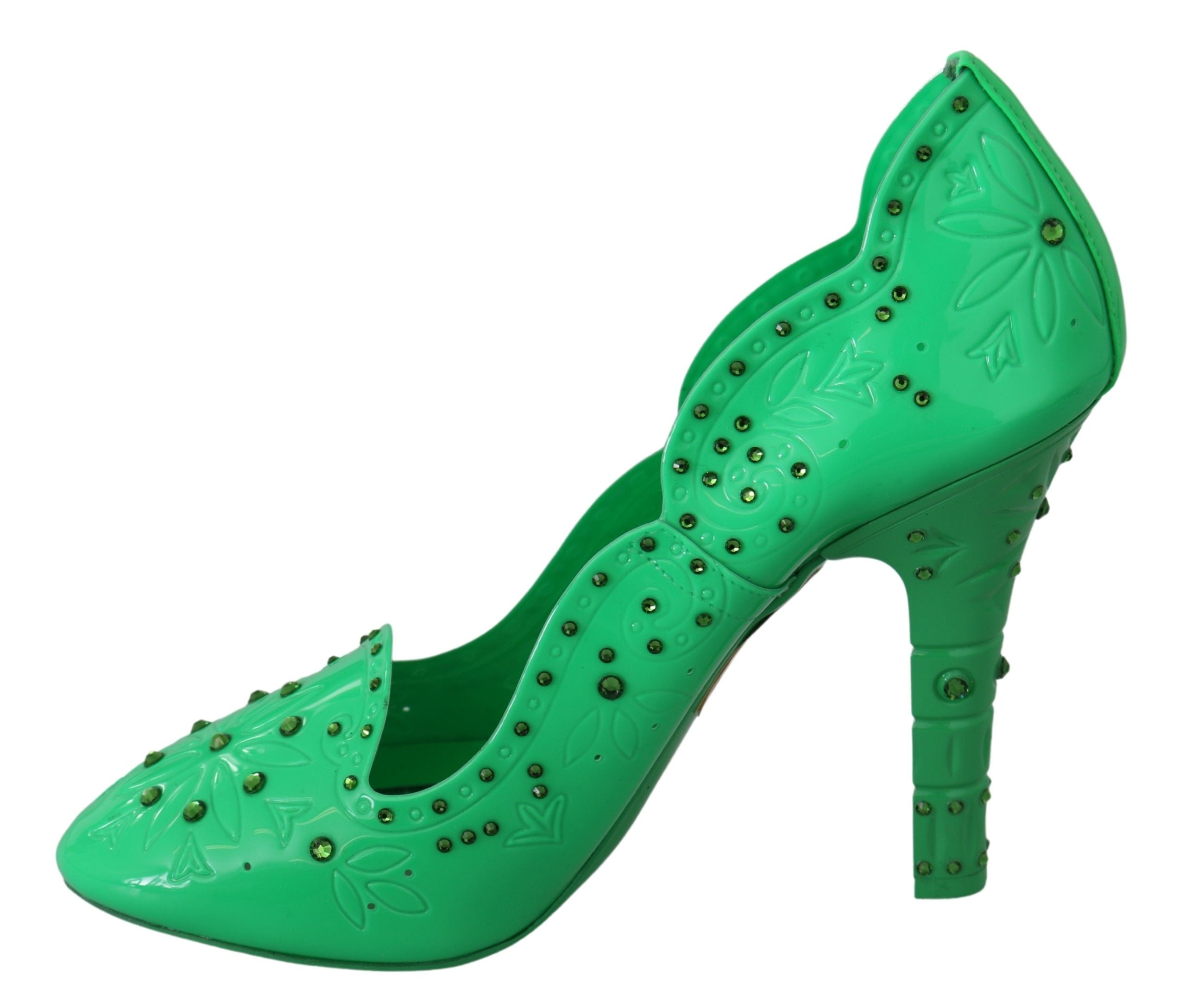 Dolce & Gabbana Green Crystal Floral Cinderella Heels Glam Steals