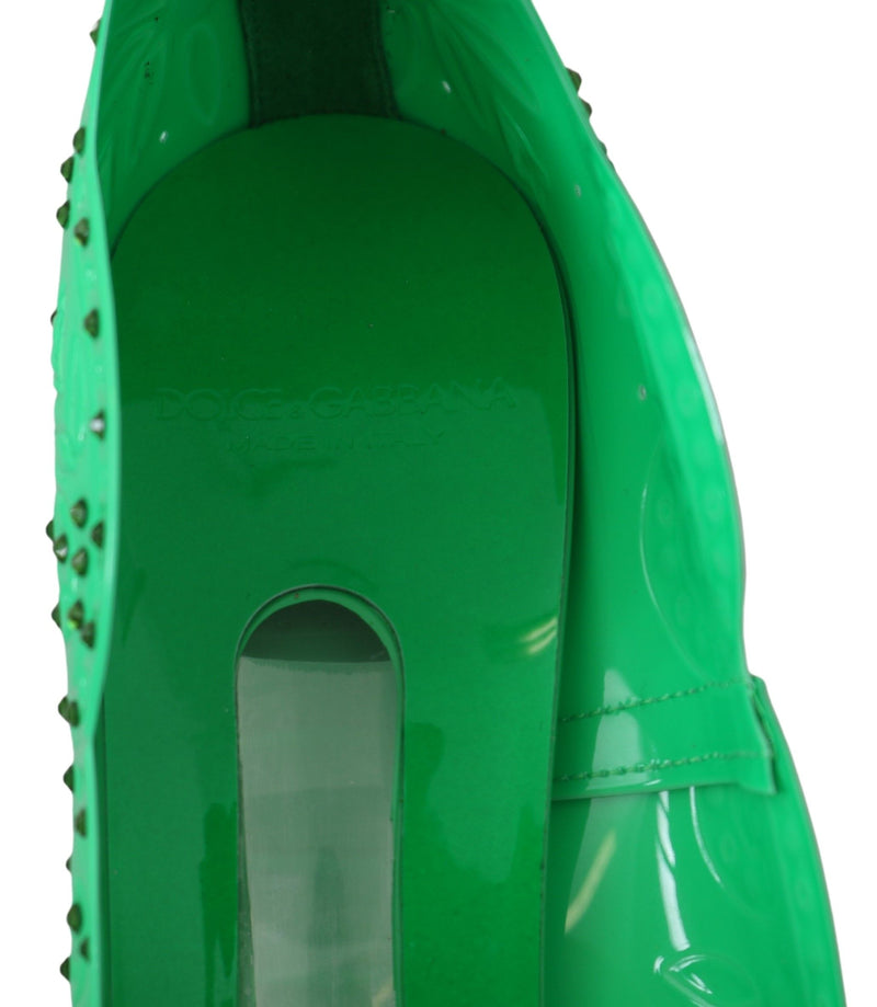 Dolce & Gabbana Green Crystal Floral Cinderella Heels Glam Steals