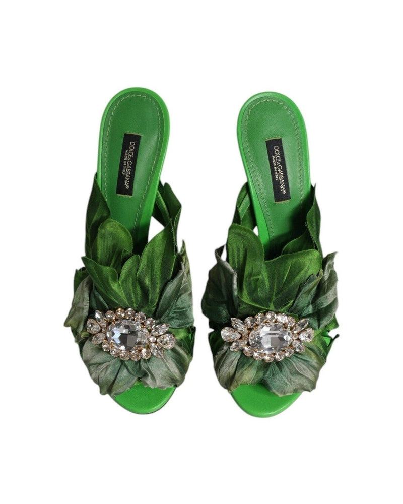 Dolce & Gabbana Green Crystal Slides Keira Sandal Shoes Glam Steals