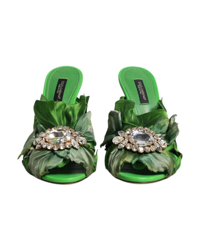 Dolce & Gabbana Green Crystal Slides Keira Sandal Shoes Glam Steals