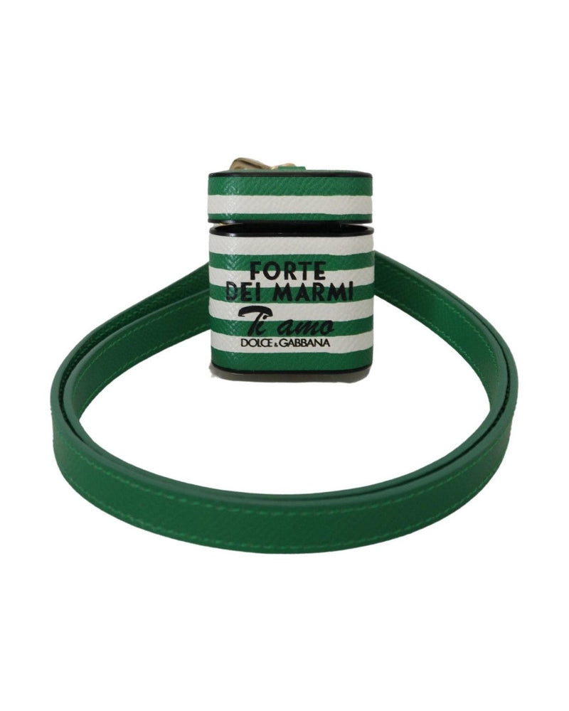 Dolce & Gabbana Elegant Leather Airpods Case - Green Lush Glam Steals