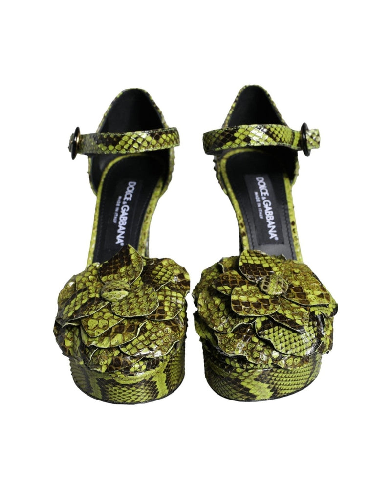 Dolce & Gabbana Green Exotic Leather Ankle Strap Heels Sandals Shoes Glam Steals