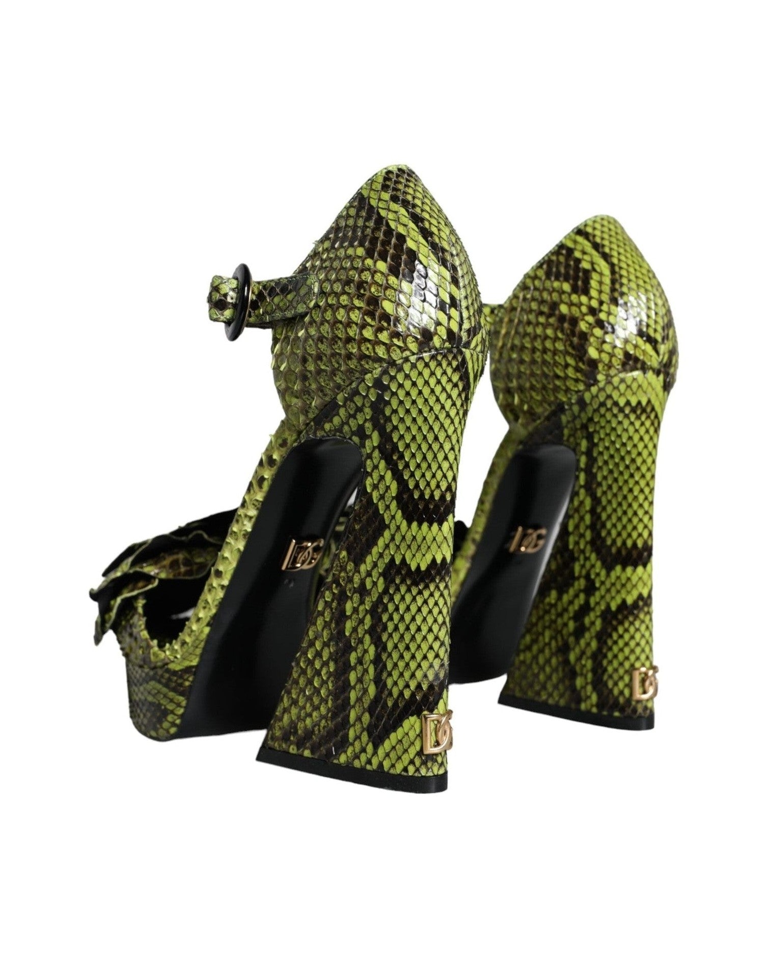 Dolce & Gabbana Green Exotic Leather Ankle Strap Heels Sandals Shoes Glam Steals