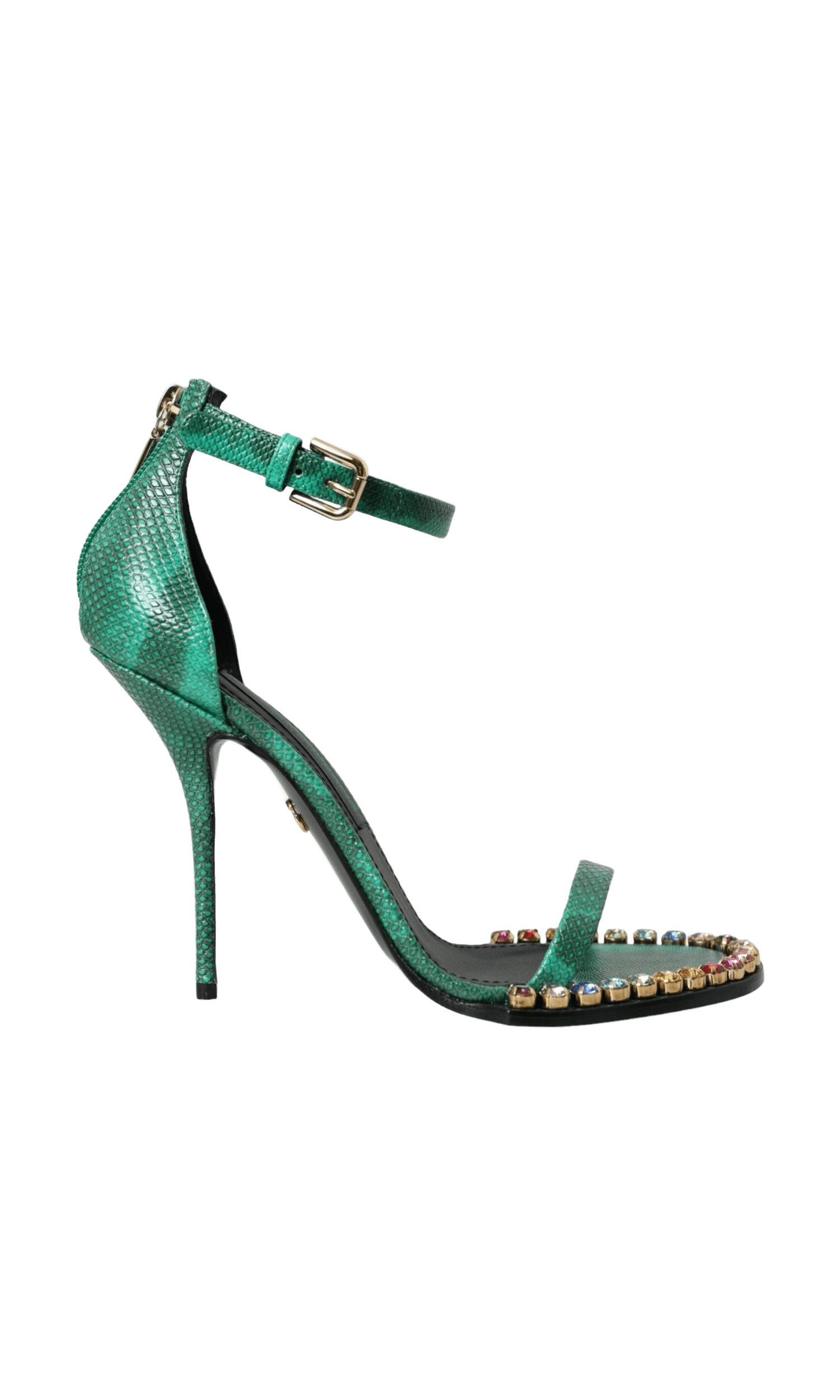 Dolce & Gabbana Green Exotic Leather Crystal Sandals Shoes Glam Steals
