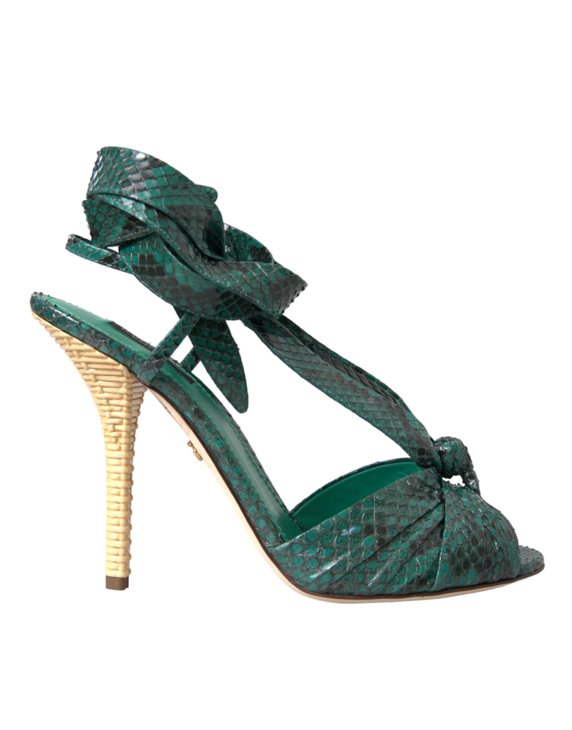 Dolce & Gabbana Green Exotic Leather Heels Sandals Shoes Glam Steals
