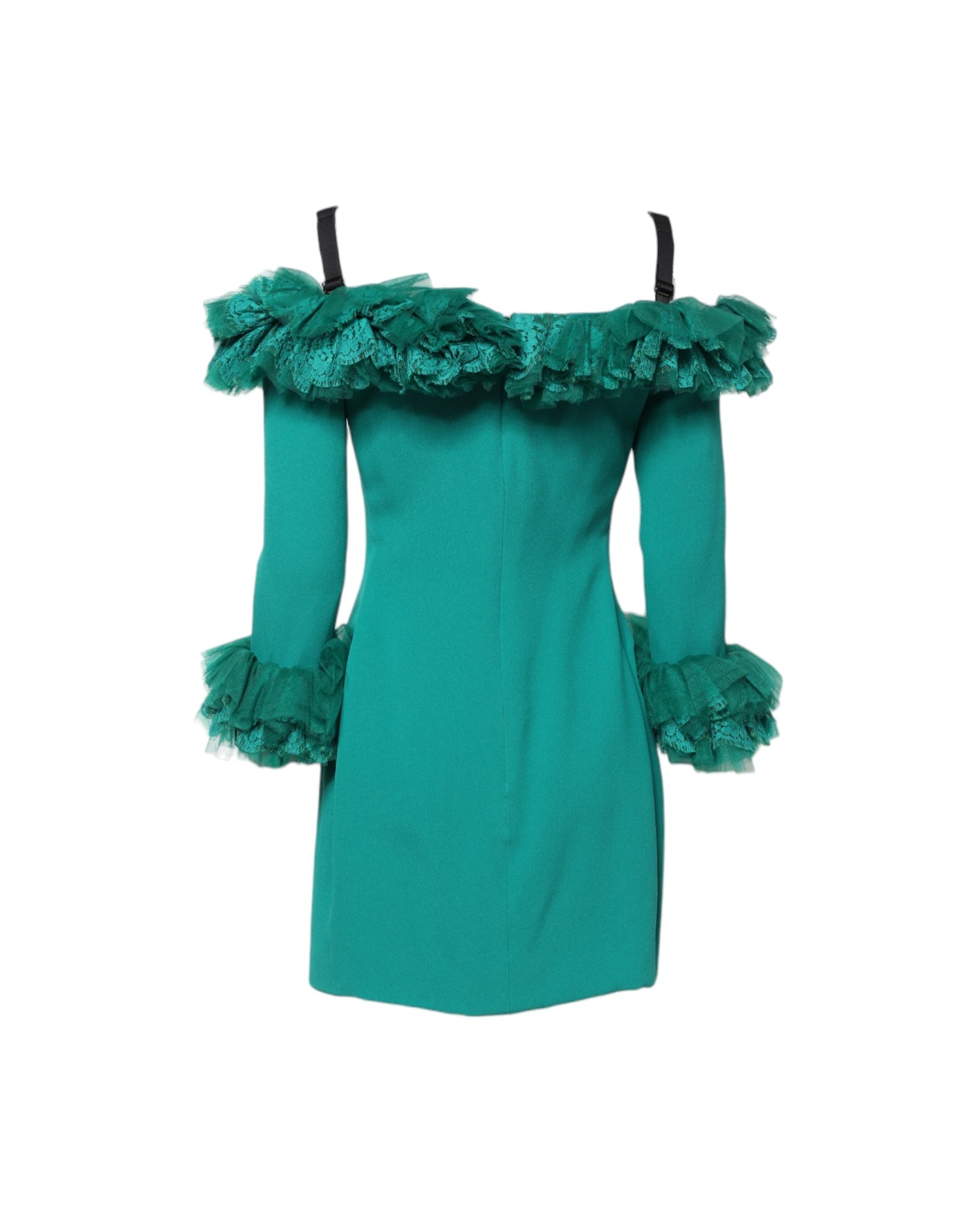 Dolce & Gabbana Green Lace Off Shoulder Sheath Mini Dress Glam Steals
