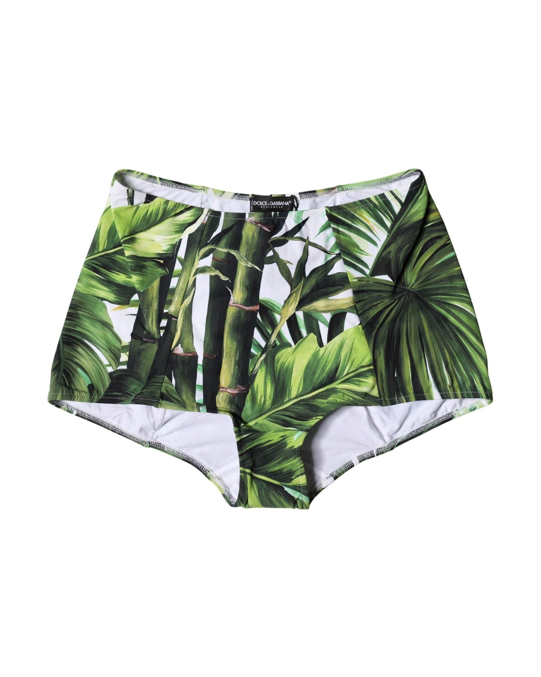 Dolce & Gabbana Green Leaf Print High Waisted Girdle Underwear Glam Steals