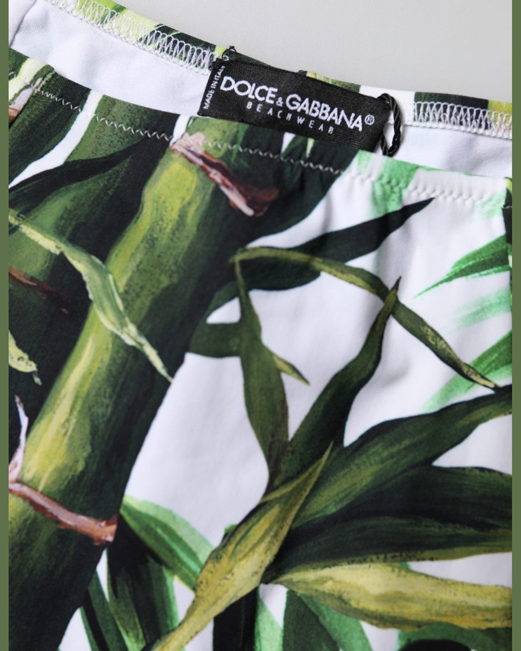 Dolce & Gabbana Green Leaf Print High Waisted Girdle Underwear Glam Steals