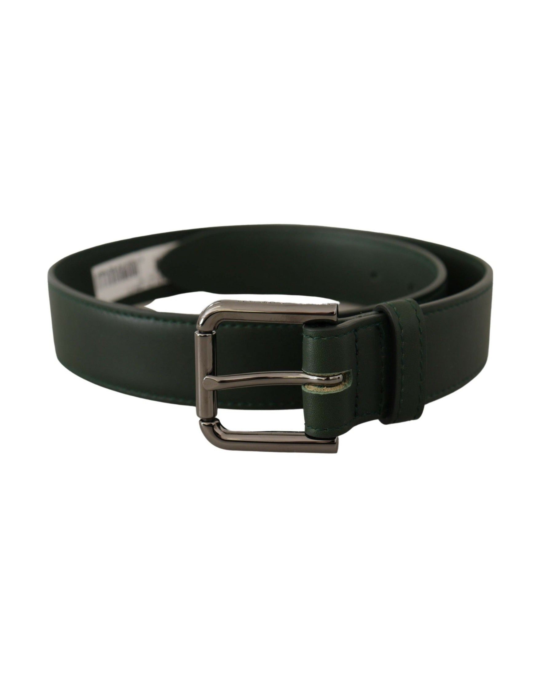 Dolce & Gabbana Green Leather Army Logo Metal Waist Buckle Belt Belts