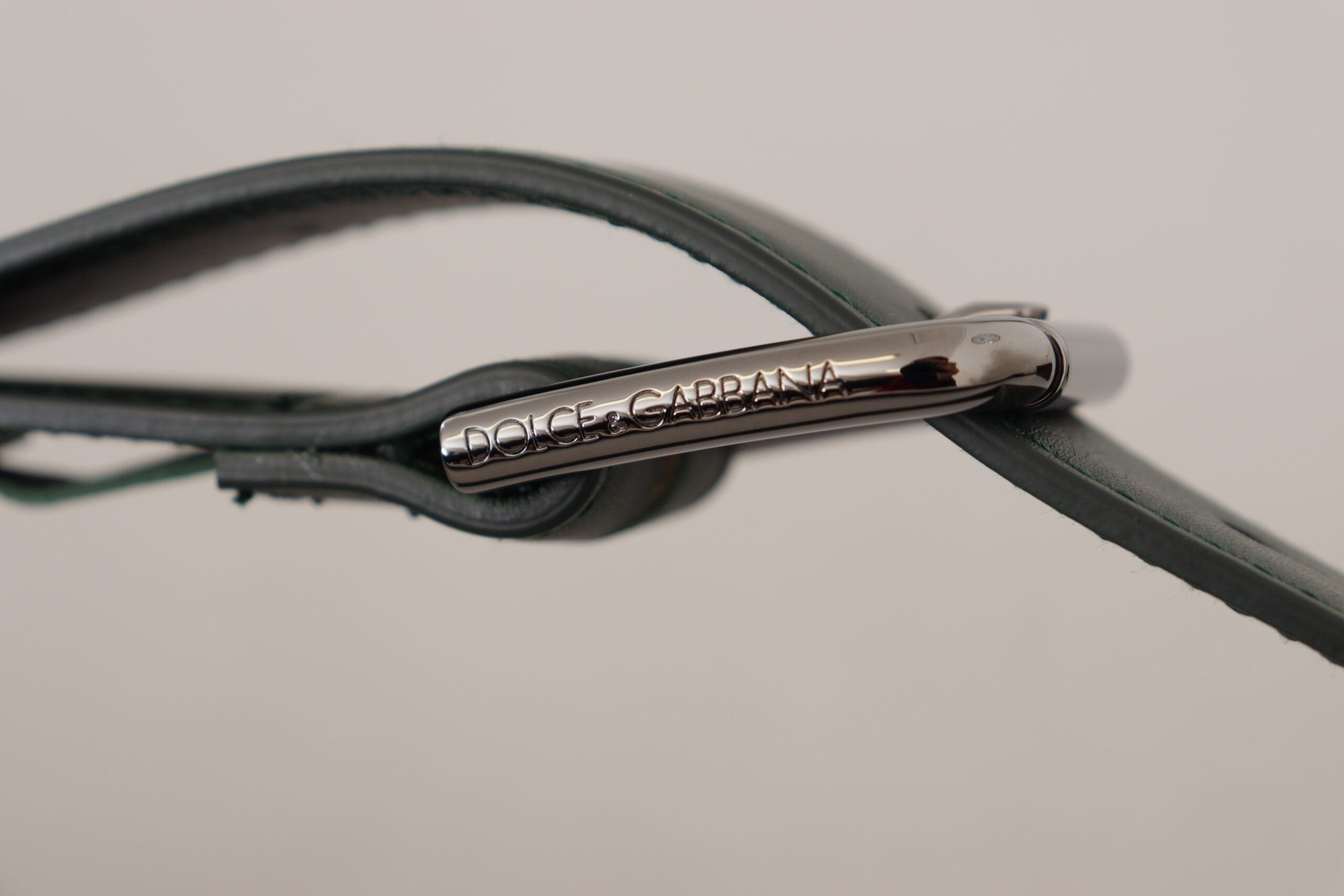 Dolce & Gabbana Green Leather Army Logo Metal Waist Buckle Belt Glam Steals