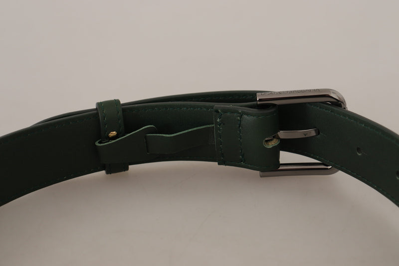 Dolce & Gabbana Green Leather Army Logo Metal Waist Buckle Belt Glam Steals