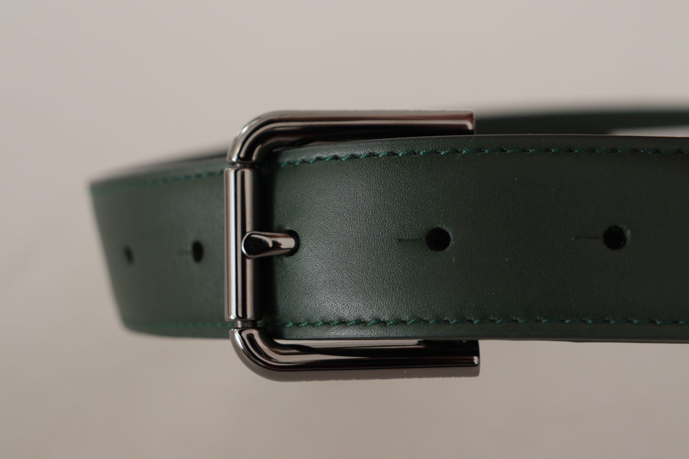 Dolce & Gabbana Green Leather Army Logo Metal Waist Buckle Belt Belts