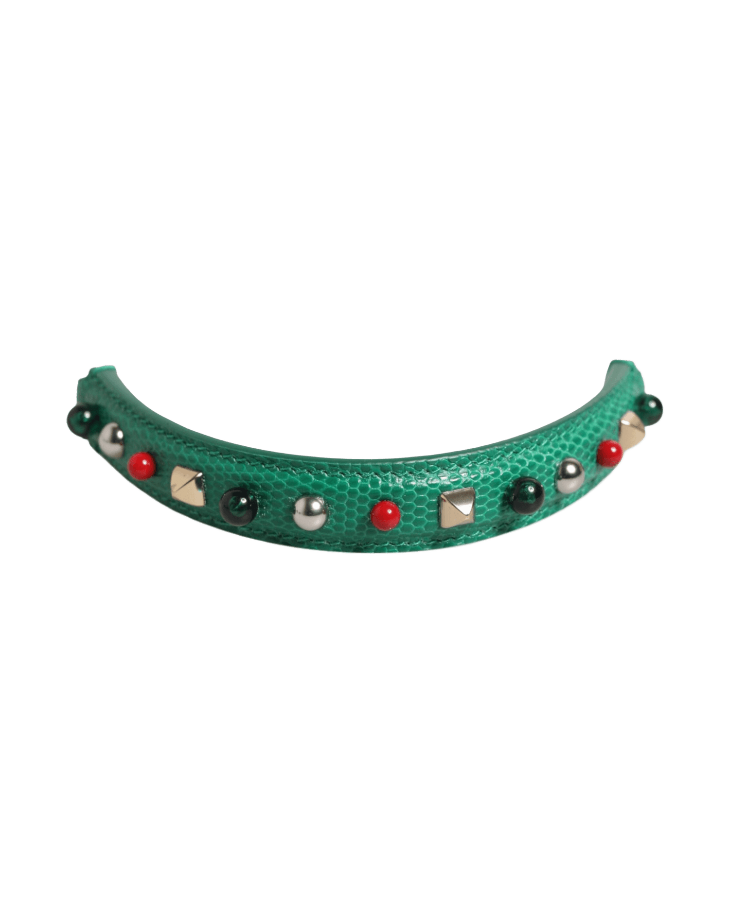 Dolce & Gabbana Green Leather Embellished Bag Handle Women Shoulder Strap Glam Steals