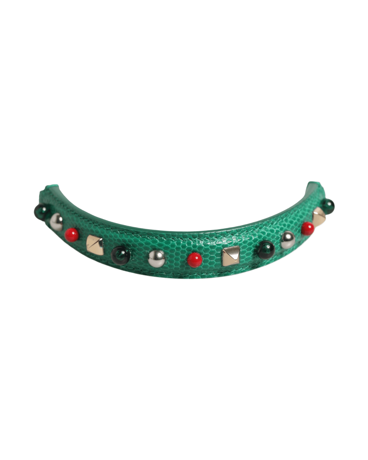 Dolce & Gabbana Green Leather Embellished Bag Handle Women Shoulder Strap Glam Steals