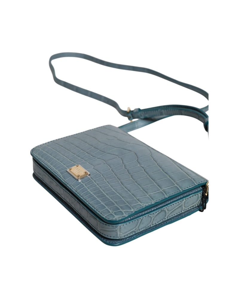 Dolce & Gabbana Green Leather Exotic Dg Plaque Crossbody Mini Bag Cross Body Bags