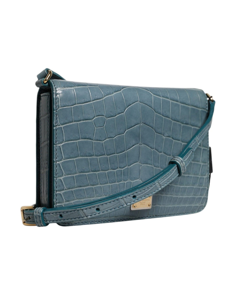 Dolce & Gabbana Green Leather Exotic Dg Plaque Crossbody Mini Bag Cross Body Bags