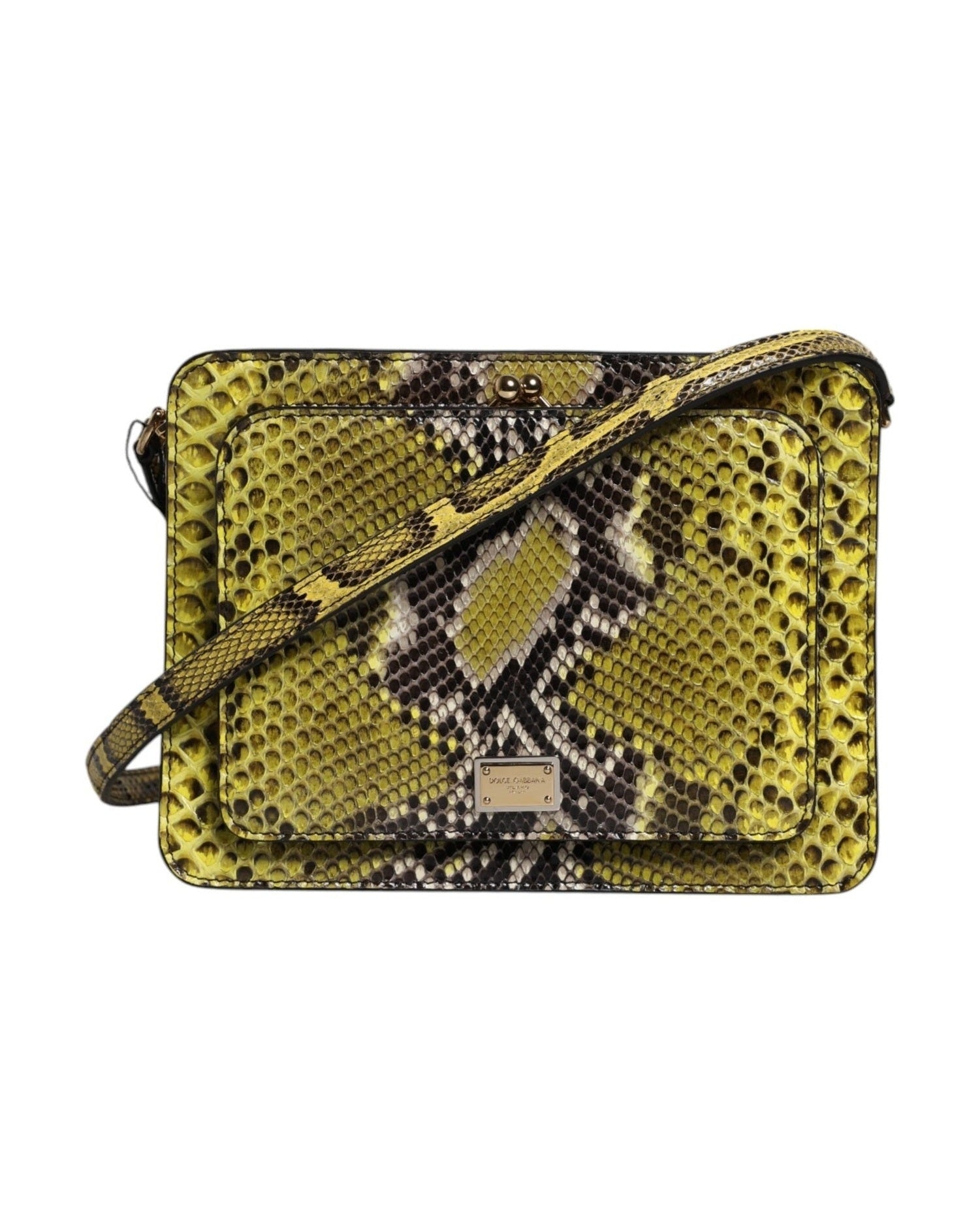 Dolce & Gabbana Green Leather Exotic Dg Plaque Crossbody Clutch Bag Glam Steals